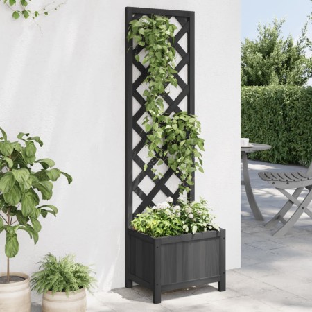 Jardinera con enrejado madera maciza de abeto negro de , Maceteros y jardineras - Ref: Foro24-365478, Precio: 53,89 €, Descue...