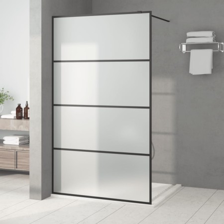 Mampara de ducha vidrio ESG esmerilado negro 115x195 cm de , Paredes y mamparas de ducha - Ref: Foro24-152133, Precio: 208,42...
