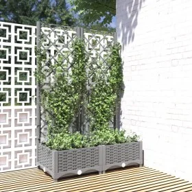 Jardinera con enrejado PP gris claro 80x40x121,5 cm de , Maceteros y jardineras - Ref: Foro24-153271, Precio: 70,59 €, Descue...