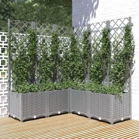 Jardinera con enrejado PP gris claro 120x120x136 cm de , Maceteros y jardineras - Ref: Foro24-153278, Precio: 180,97 €, Descu...
