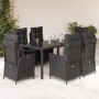 Set de comedor de jardín 7 pzas y cojines ratán sintético negro en Conjuntos de jardín | Comprar online en Foru.es