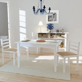 Sillas de comedor 2 uds madera maciza caucho terciopelo blanco en Sillas de comedor | Comprar online en Foru.es