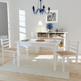 Sillas de comedor 2 uds madera maciza caucho terciopelo blanco en Sillas de comedor | Comprar online en Foru.es