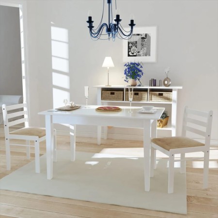 Sillas de comedor 2 uds madera maciza caucho terciopelo blanco en Sillas de comedor | Comprar online en Foru.es