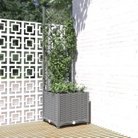 Jardinera con enrejado PP gris claro 40x40x136 cm de , Maceteros y jardineras - Ref: Foro24-153270, Precio: 63,53 €, Descuent...