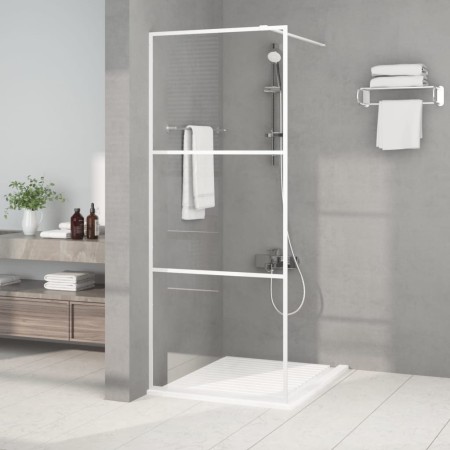 Mampara de ducha vidrio ESG transparente blanco 80x195 cm de , Paredes y mamparas de ducha - Ref: Foro24-152120, Precio: 144,...