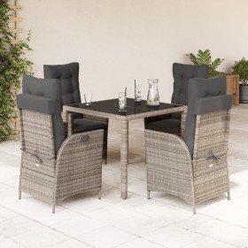 Set comedor de jardín 5 piezas con cojines ratán sintético gris en Conjuntos de jardín | Comprar online en Foru.es