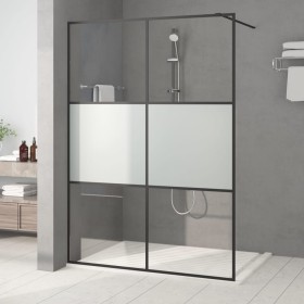 Mampara de ducha vidrio ESG semiesmerilado negro 140x195 cm de , Paredes y mamparas de ducha - Ref: Foro24-152109, Precio: 20...