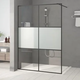 Mampara de ducha vidrio ESG semiesmerilado negro 140x195 cm de , Paredes y mamparas de ducha - Ref: Foro24-152109, Precio: 21...