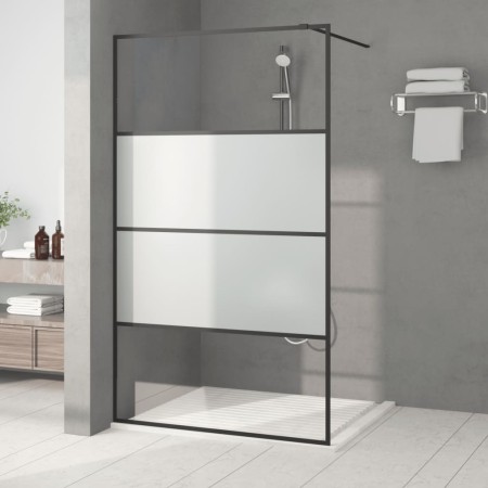 Mampara de ducha vidrio ESG semiesmerilado negro 115x195 cm de , Paredes y mamparas de ducha - Ref: Foro24-152128, Precio: 18...