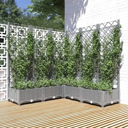 Jardinera con enrejado PP gris claro 120x120x121,5 cm de , Maceteros y jardineras - Ref: Foro24-153277, Precio: 120,12 €, Des...