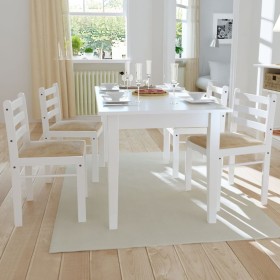 Sillas de comedor 4 uds madera maciza caucho terciopelo blanco en Sillas de comedor | Comprar online en Foru.es