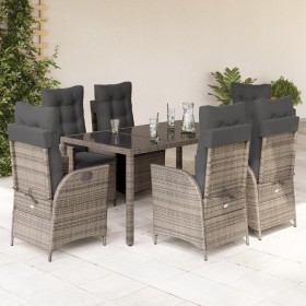 Set comedor jardín 7 pzas y cojines ratán sintético gris en Conjuntos de jardín | Comprar online en Foru.es
