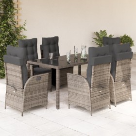 Set comedor jardín 7 pzas y cojines ratán sintético gris en Conjuntos de jardín | Comprar online en Foru.es