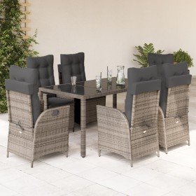 Set comedor jardín 7 pzas y cojines ratán sintético gris en Conjuntos de jardín | Comprar online en Foru.es