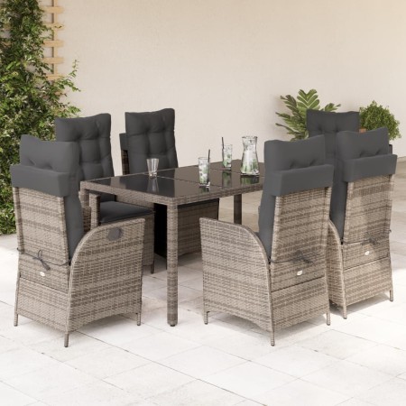 Set comedor jardín 7 pzas y cojines ratán sintético gris en Conjuntos de jardín | Comprar online en Foru.es