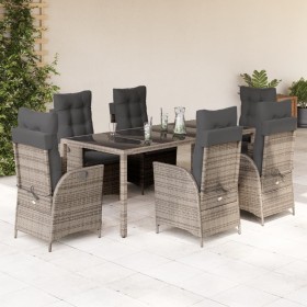 Set comedor jardín 7 pzas y cojines ratán sintético gris en Conjuntos de jardín | Comprar online en Foru.es
