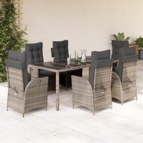 Set comedor jardín 7 pzas y cojines ratán sintético gris en Conjuntos de jardín | Comprar online en Foru.es