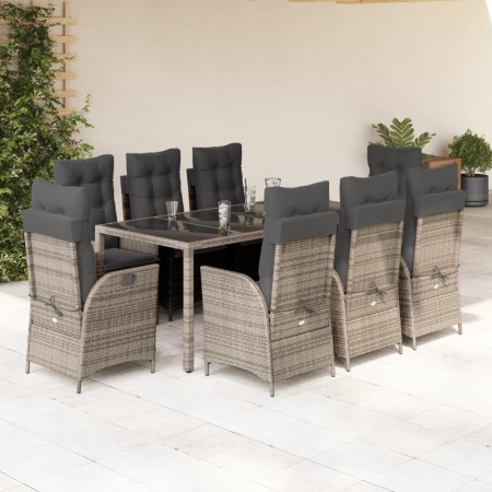 Set comedor jardín 9 pzas y cojines ratán sintético gris en Conjuntos de jardín | Comprar online en Foru.es