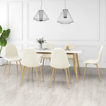 Sillas de comedor 6 unidades terciopelo blanco crema de , Sillas de comedor - Ref: Foro24-3082879, Precio: 393,65 €, Descuent...