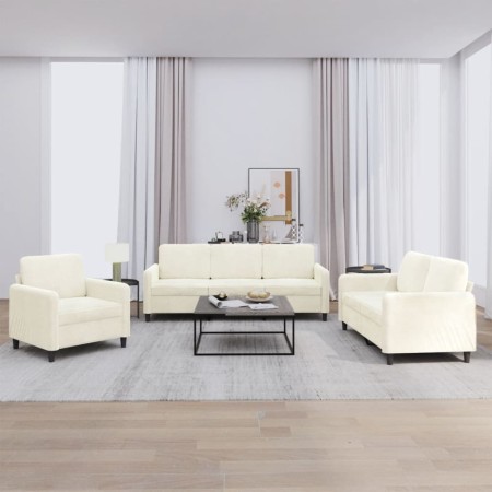 Juego de sofás 3 piezas terciopelo crema de , Sofás - Ref: Foro24-3201942, Precio: 732,04 €, Descuento: %