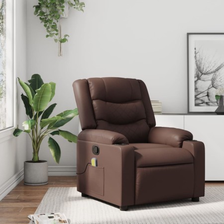 Sillón de masaje reclinable cuero sintético marrón de , Sillones - Ref: Foro24-374125, Precio: 236,16 €, Descuento: %