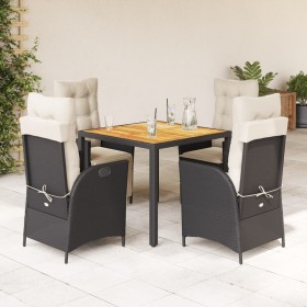 Set de muebles jardín 5 pzas con cojines ratán sintético negro en Conjuntos de jardín | Comprar online en Foru.es