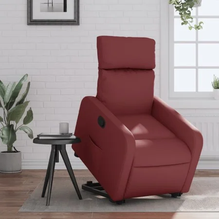 Sillón reclinable elevable cuero artificial rojo tinto de , Sillones - Ref: Foro24-3206753, Precio: 292,57 €, Descuento: %