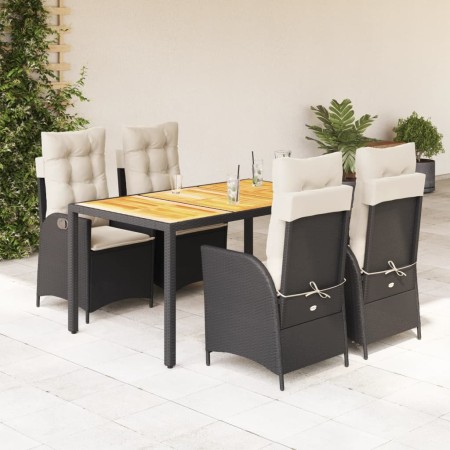 Set de muebles jardín 5 pzas con cojines ratán sintético negro en Conjuntos de jardín | Comprar online en Foru.es