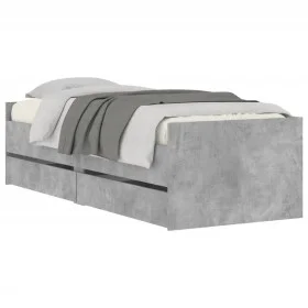 Concrete gray bed frame with drawers 75x190 cm by , Beds and slatted bases - Ref: Foro24-3207360, Price: 135,47 €, Discount: %