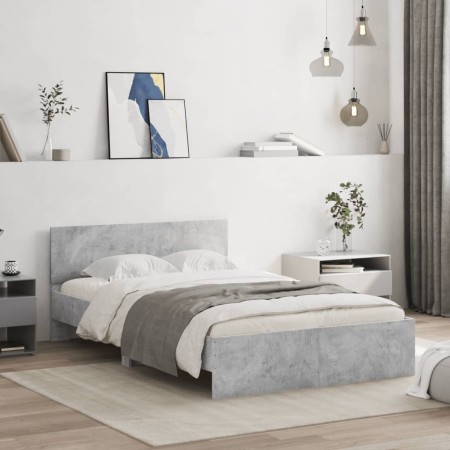 Estructura de cama con cabecero gris hormigón 120x200cm de , Camas y somieres - Ref: Foro24-3207493, Precio: 201,84 €, Descue...
