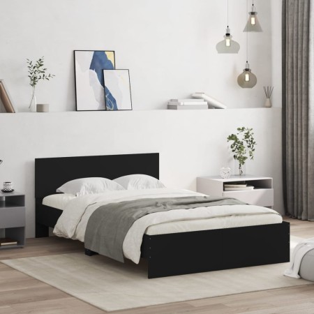 Estructura de cama con cabecero negro 120x200 cm de , Camas y somieres - Ref: Foro24-3207491, Precio: 211,51 €, Descuento: %