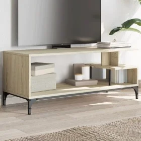 Mueble de TV madera de ingeniería y acero roble 102x40x41 cm de , Muebles TV - Ref: Foro24-842412, Precio: 49,73 €, Descuento: %