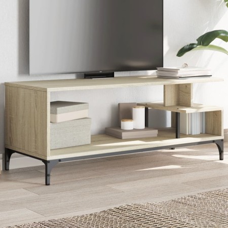 Mueble de TV madera de ingeniería y acero roble 102x40x41 cm de , Muebles TV - Ref: Foro24-842412, Precio: 49,97 €, Descuento: %
