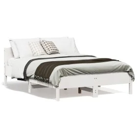 Estructura de cama con cabecero madera pino blanco 120x190 cm de , Camas y somieres - Ref: Foro24-842611, Precio: 125,22 €, D...