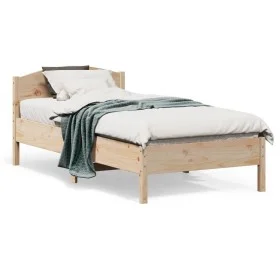 Bettgestell mit Kopfteil aus massivem Kiefernholz 75x190 cm von , Betten und Lattenroste - Ref: Foro24-842626, Preis: 73,66 €...