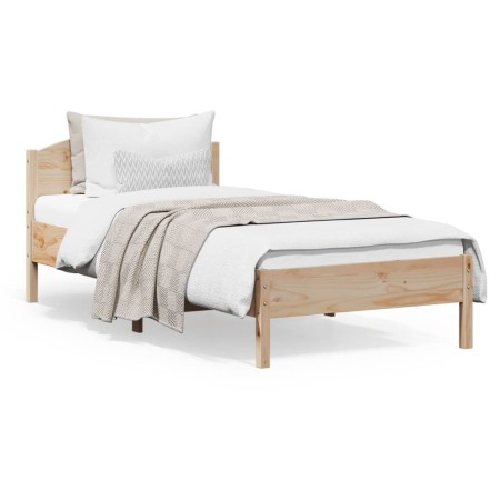 Estructura de cama con cabecero madera maciza de pino 90x200 cm de , Camas y somieres - Ref: Foro24-842618, Precio: 113,43 €,...