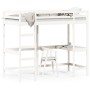 Cama alta con escritorio madera maciza pino blanca 90x190 cm de , Camas y somieres - Ref: Foro24-842859, Precio: 289,73 €, De...