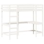 Cama alta con escritorio madera maciza pino blanca 90x190 cm de , Camas y somieres - Ref: Foro24-842859, Precio: 289,73 €, De...