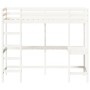 Cama alta con escritorio madera maciza pino blanca 90x190 cm de , Camas y somieres - Ref: Foro24-842859, Precio: 289,73 €, De...