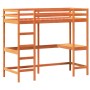 Cama alta con escritorio madera maciza pino marrón 75x190 cm de , Camas y somieres - Ref: Foro24-842865, Precio: 204,25 €, De...