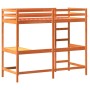 Cama alta con escritorio madera maciza pino marrón 75x190 cm de , Camas y somieres - Ref: Foro24-842865, Precio: 204,25 €, De...