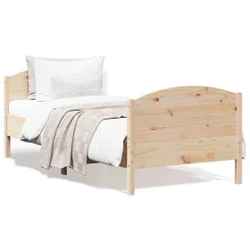 Bettgestell mit Kopfteil aus massivem Kiefernholz 100x200 cm von , Betten und Lattenroste - Ref: Foro24-842562, Preis: 97,51 ...