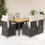 Set de comedor de jardín 7 pzas y cojines ratán sintético negro en Conjuntos de jardín | Comprar online en Foru.es