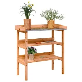 Plant stand with fir wood shelves in brown, 78x38x82.5cm by , Pot stands - Ref: Foro24-156353, Price: 68,64 €, Discount: %