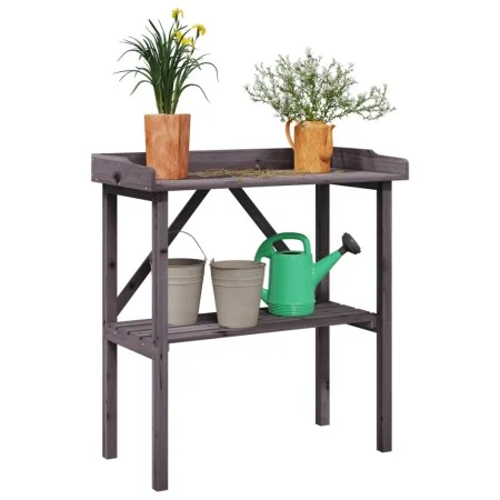 Mesa para plantas con estante madera abeto gris 78x38x82,5 cm de , Soportes para macetas - Ref: Foro24-156351, Precio: 47,95 ...