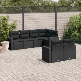 7-piece garden dining set with black synthetic rattan cushions by , Modular outdoor sofas - Ref: Foro24-3251542, Price: 543,9...