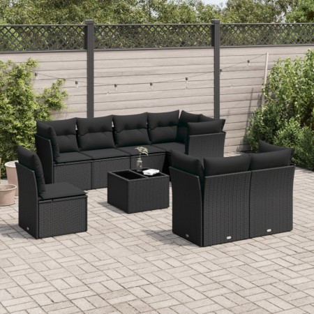 Set de sofás de jardín 8 piezas y cojines ratán sintético negro de , Conjuntos de jardín - Ref: Foro24-3217935, Precio: 576,6...