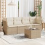 Juego de sofás jardín con cojines 5 pzas ratán sintético beige de , Conjuntos de jardín - Ref: Foro24-3217238, Precio: 314,91...
