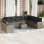 Set de sofás de jardín 11 pzas y cojines ratán sintético gris de , Conjuntos de jardín - Ref: Foro24-3219170, Precio: 656,29 ...